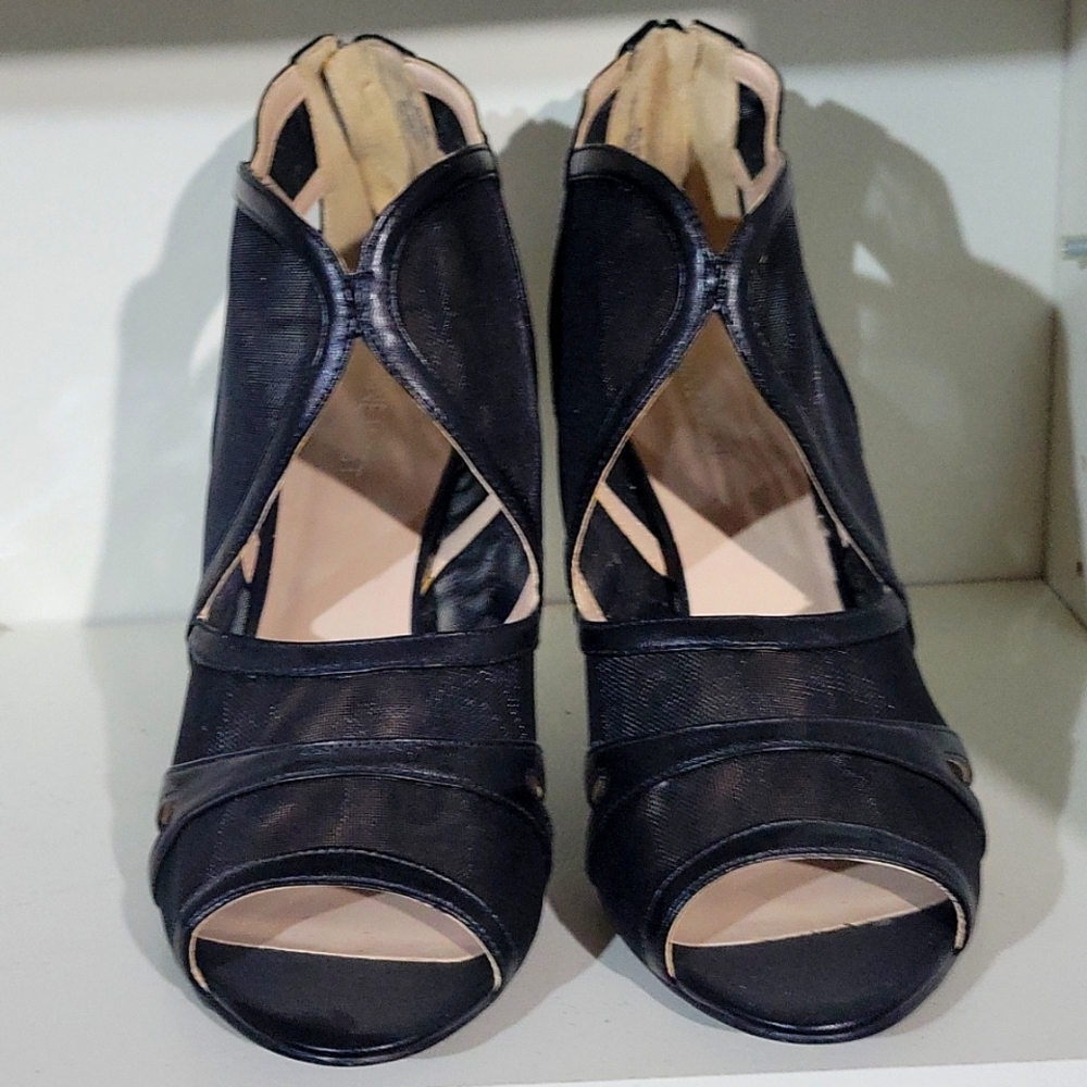 Nine west black mesh heels